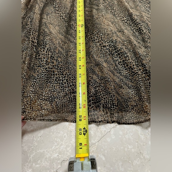 Vintage 90s‎ Y2K Betsey & Adam Snake Print Glittery Gold Prom Maxi Slip Dress L - Picture 7 of 13